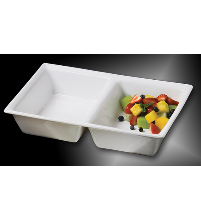 Ceramic Divided Contemporary Rectangular Display Bowl 16"L x 10